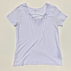 Old Navy White Cotton short sleeve criss cross tee